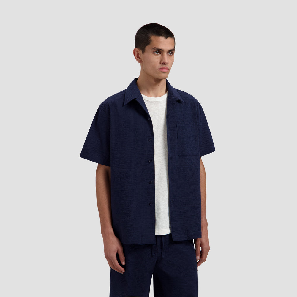 SEERSUCKER CAMP SHIRT | NAVY
