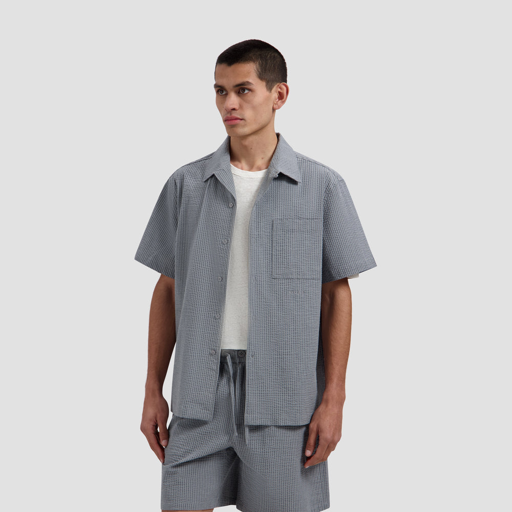 SEERSUCKER CAMP SHIRT | HEATHER GREY