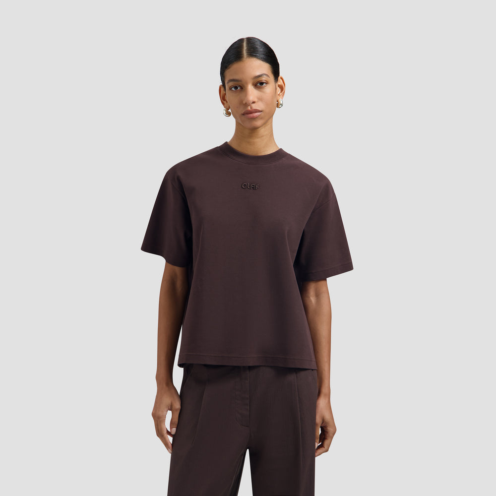 Retro Logo Boxy Tee - Chocolate Plum