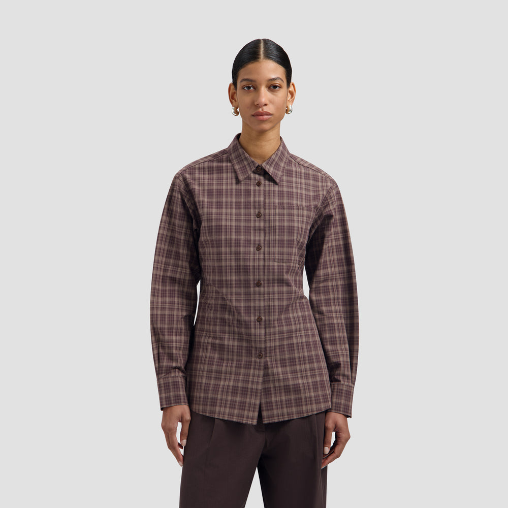 Checked Fitted Shirt - Chocolate Plum