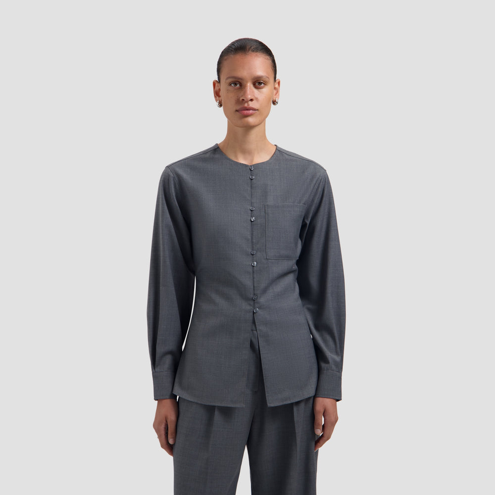WOOL FITTED SHIRT | SHARKSKIN