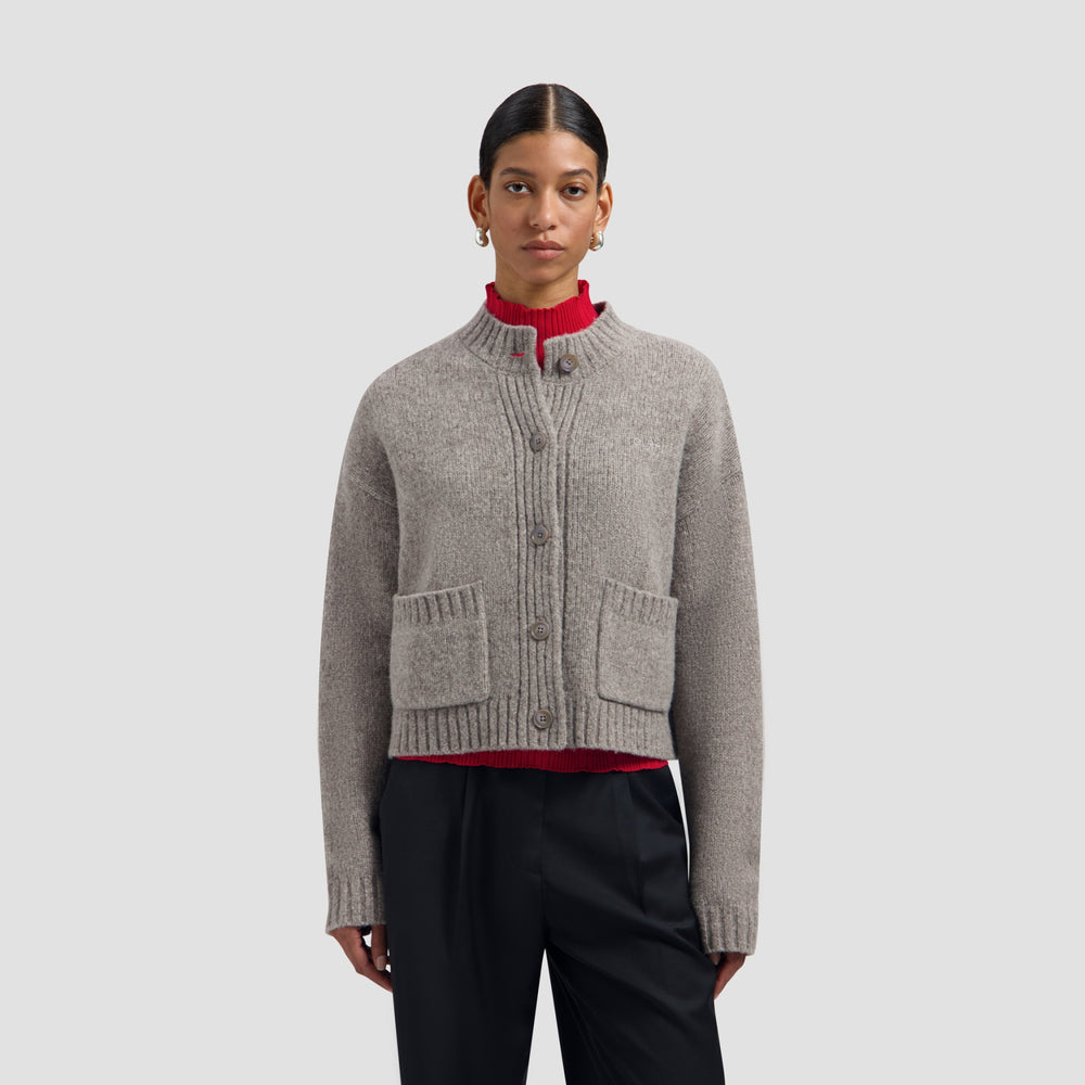 WOOL KNITTED CARDIGAN | SHARKSKIN
