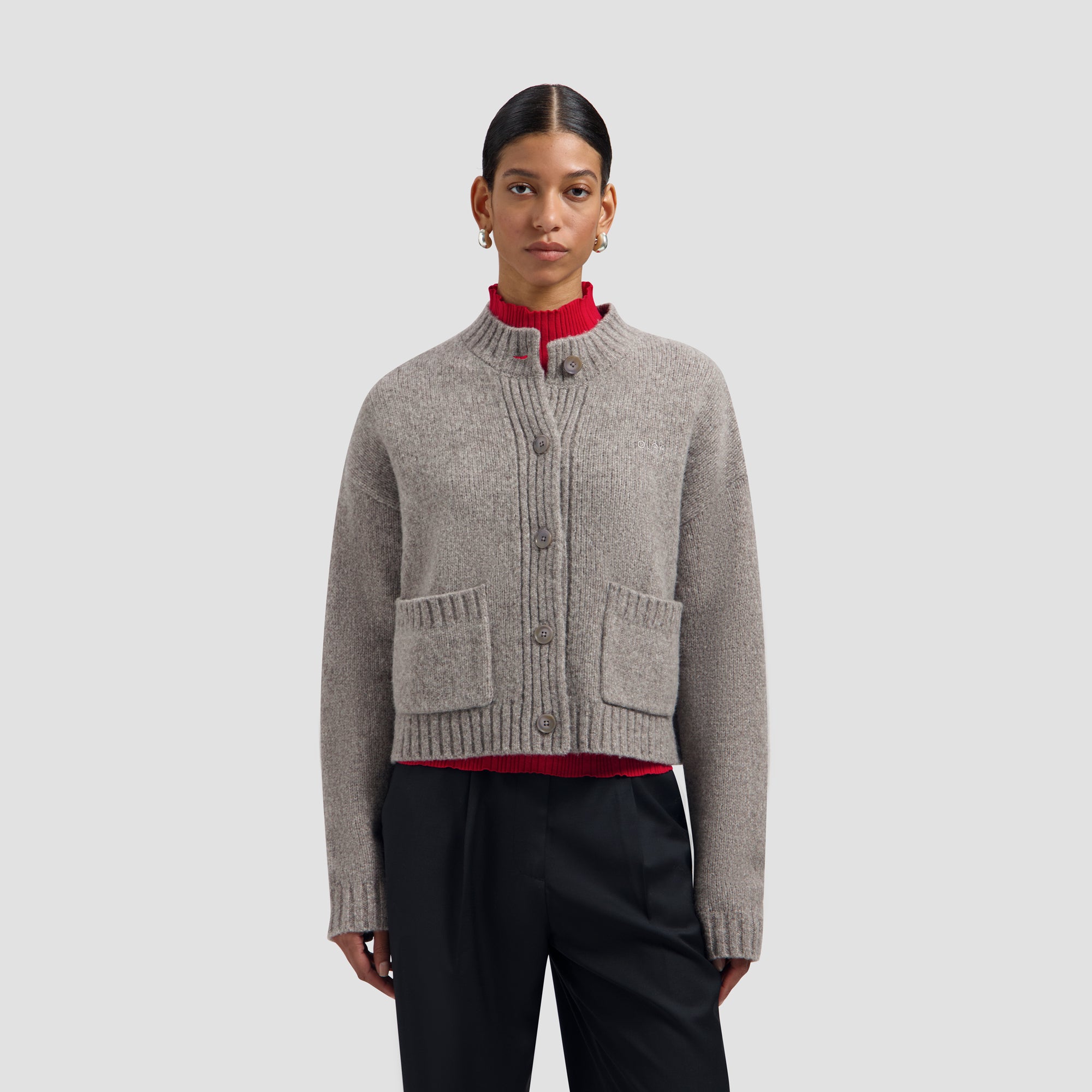 Wool Knitted Cardigan - Sharkskin