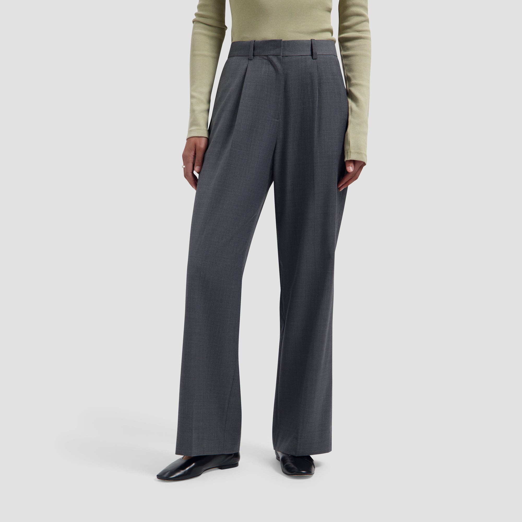 Wool Tailored Trousers - Sharkskin