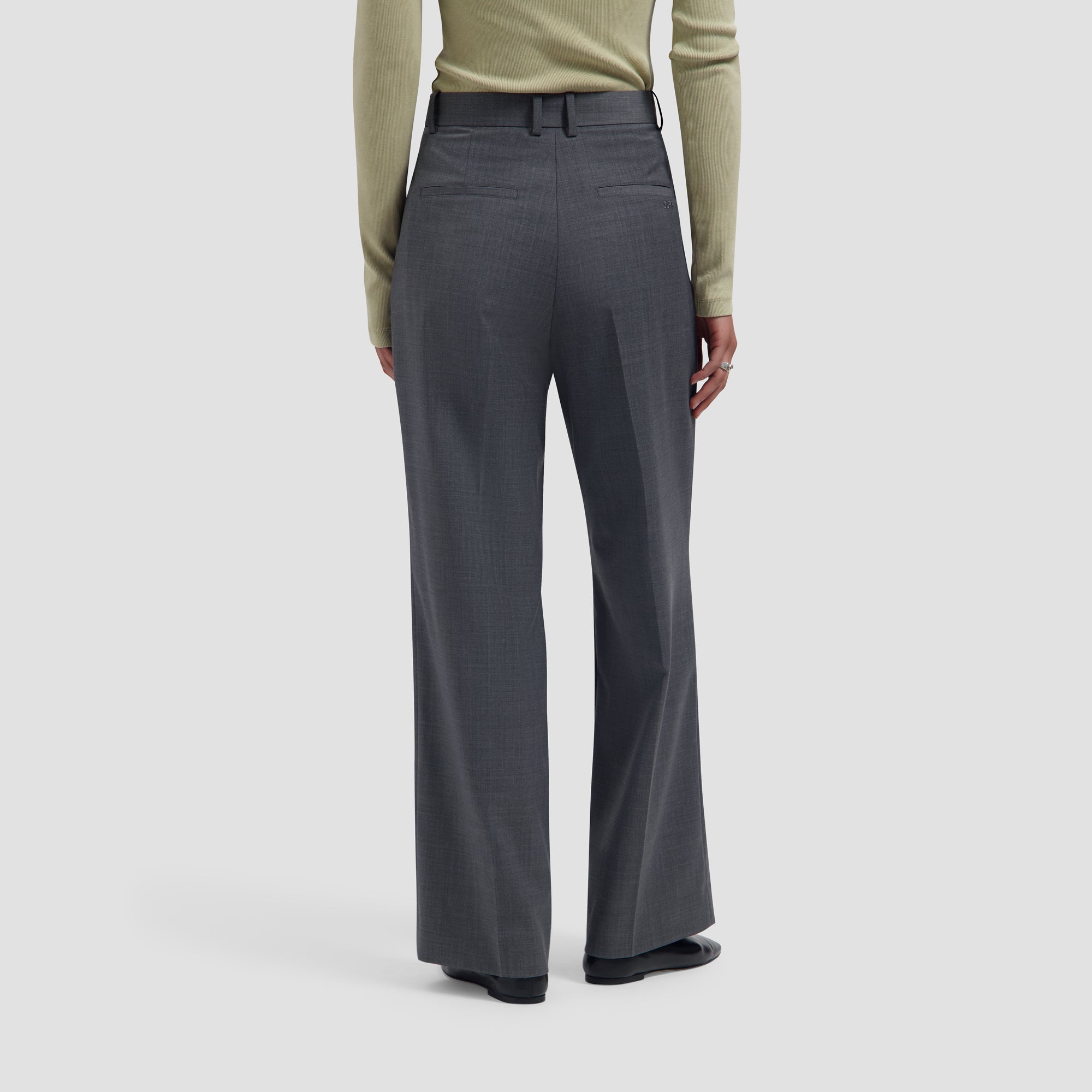 Wool Tailored Trousers - Sharkskin