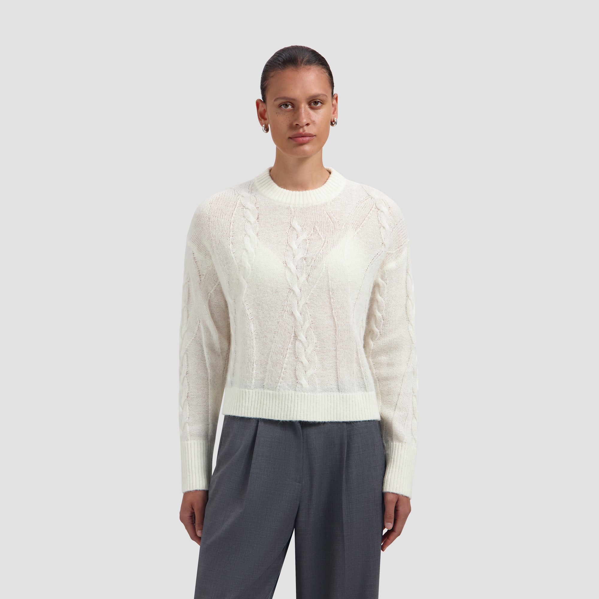 Cable Knitted Crewneck - Off White