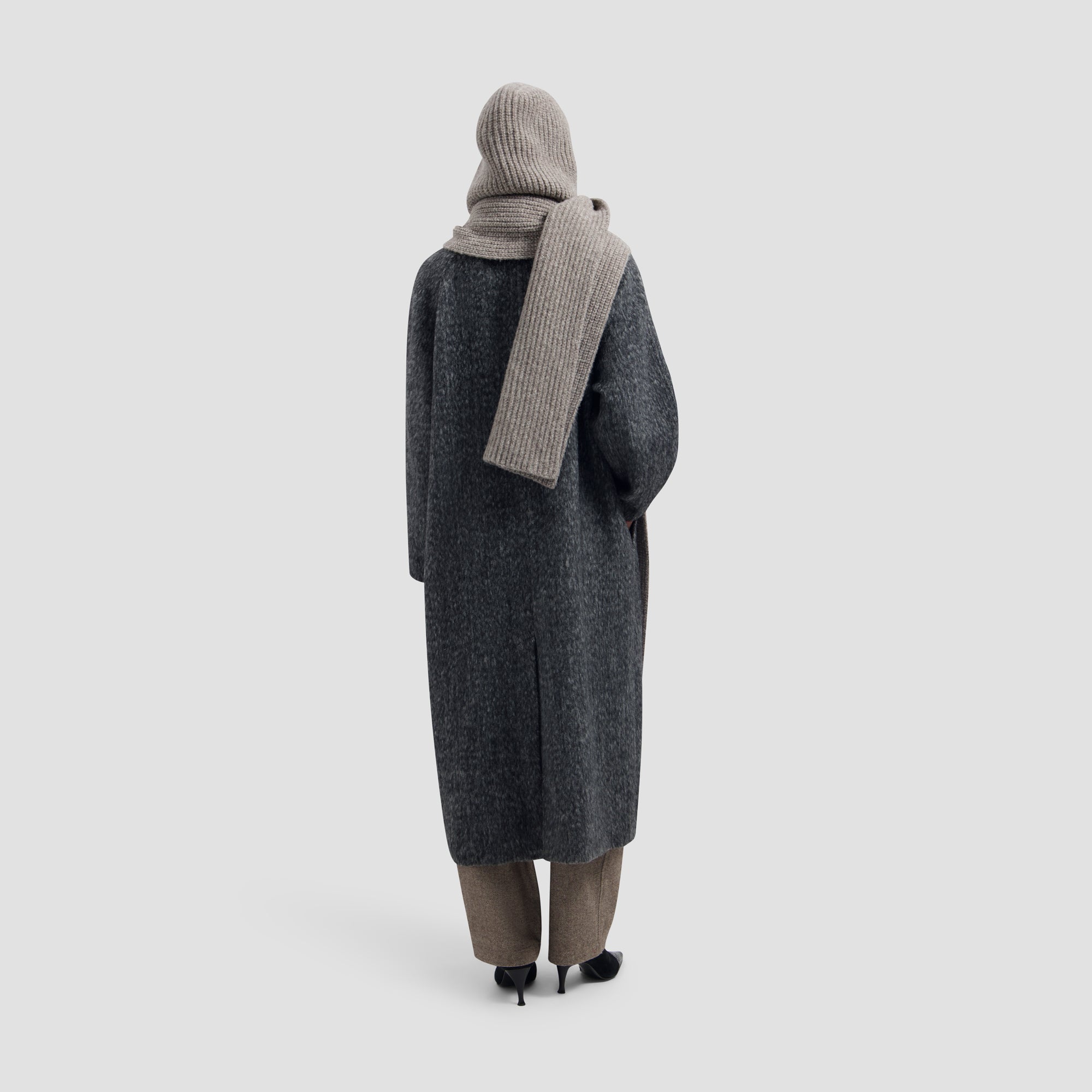 Wool Hooded Scarf - Chocolate Chip