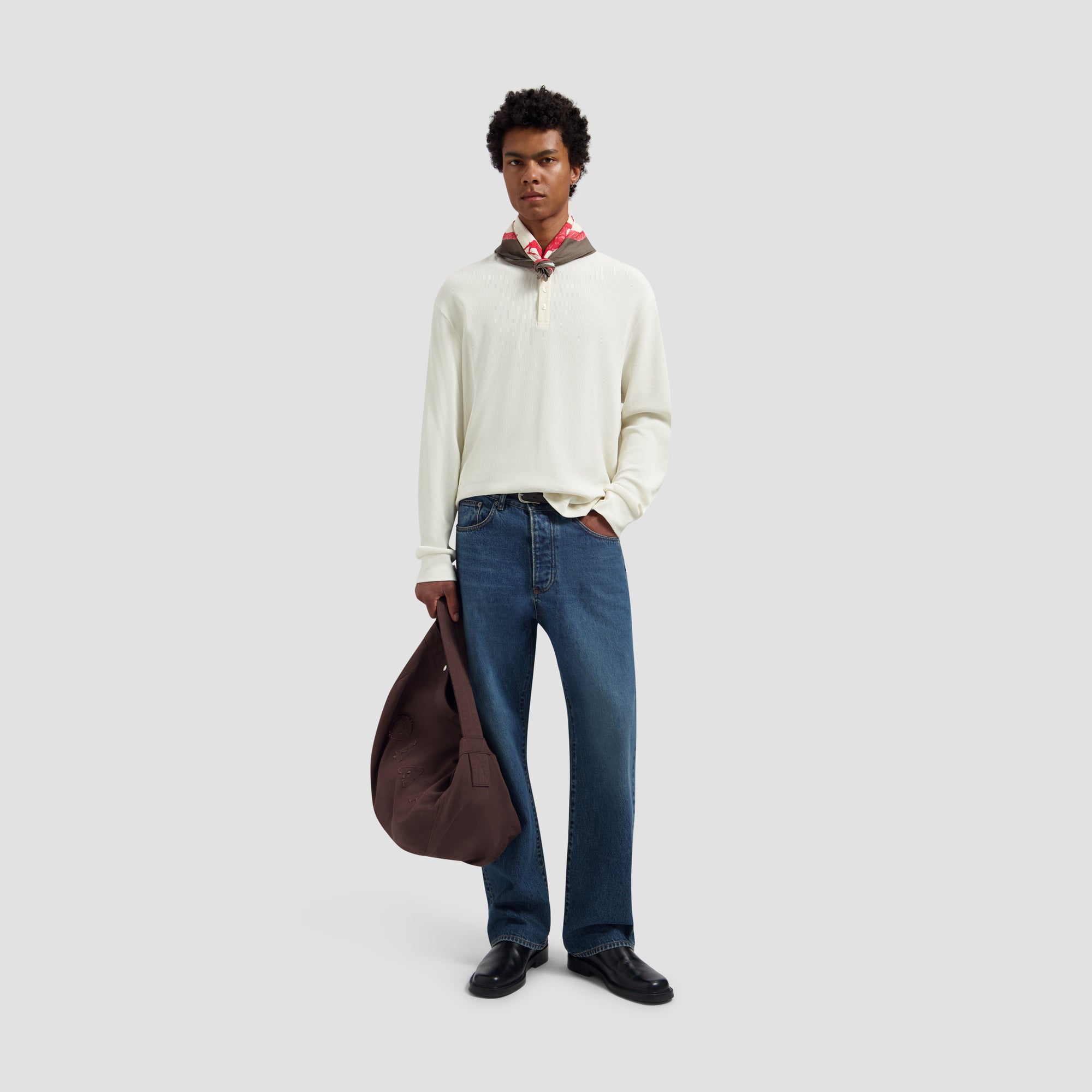 Waffle Henley LS Tee - Off White