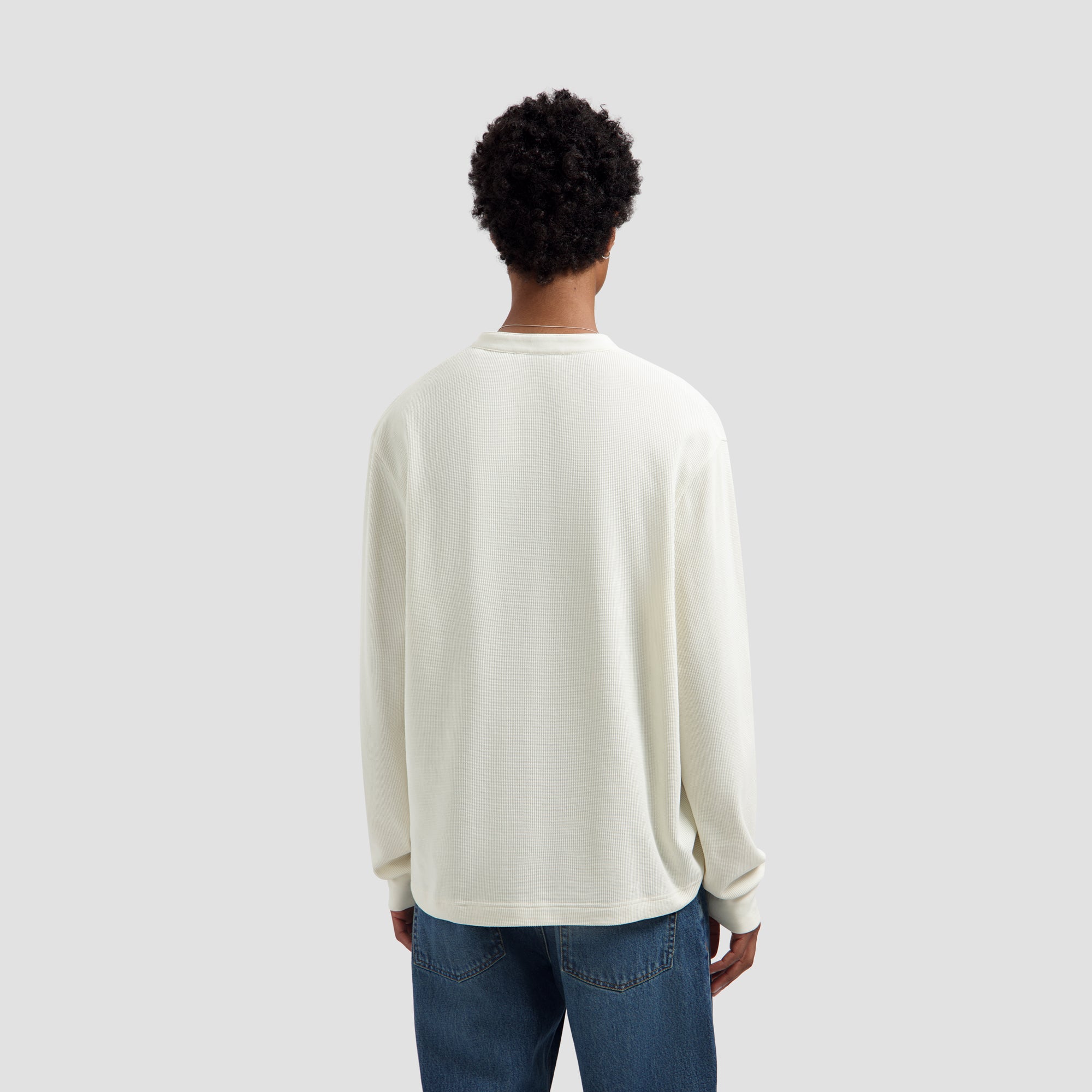 Waffle Henley LS Tee - Off White