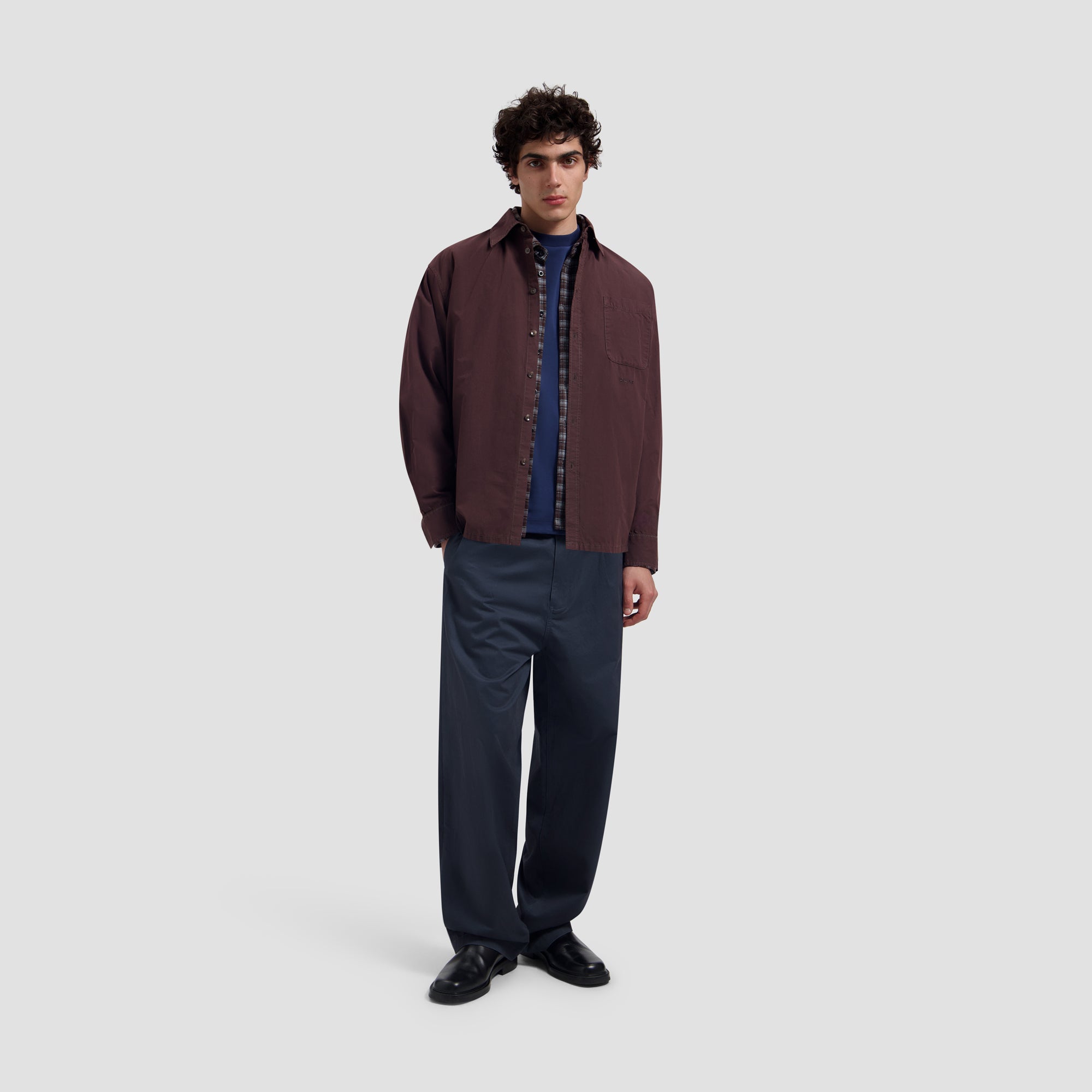 Washed Oversized Shirt - Chocolate Plum
