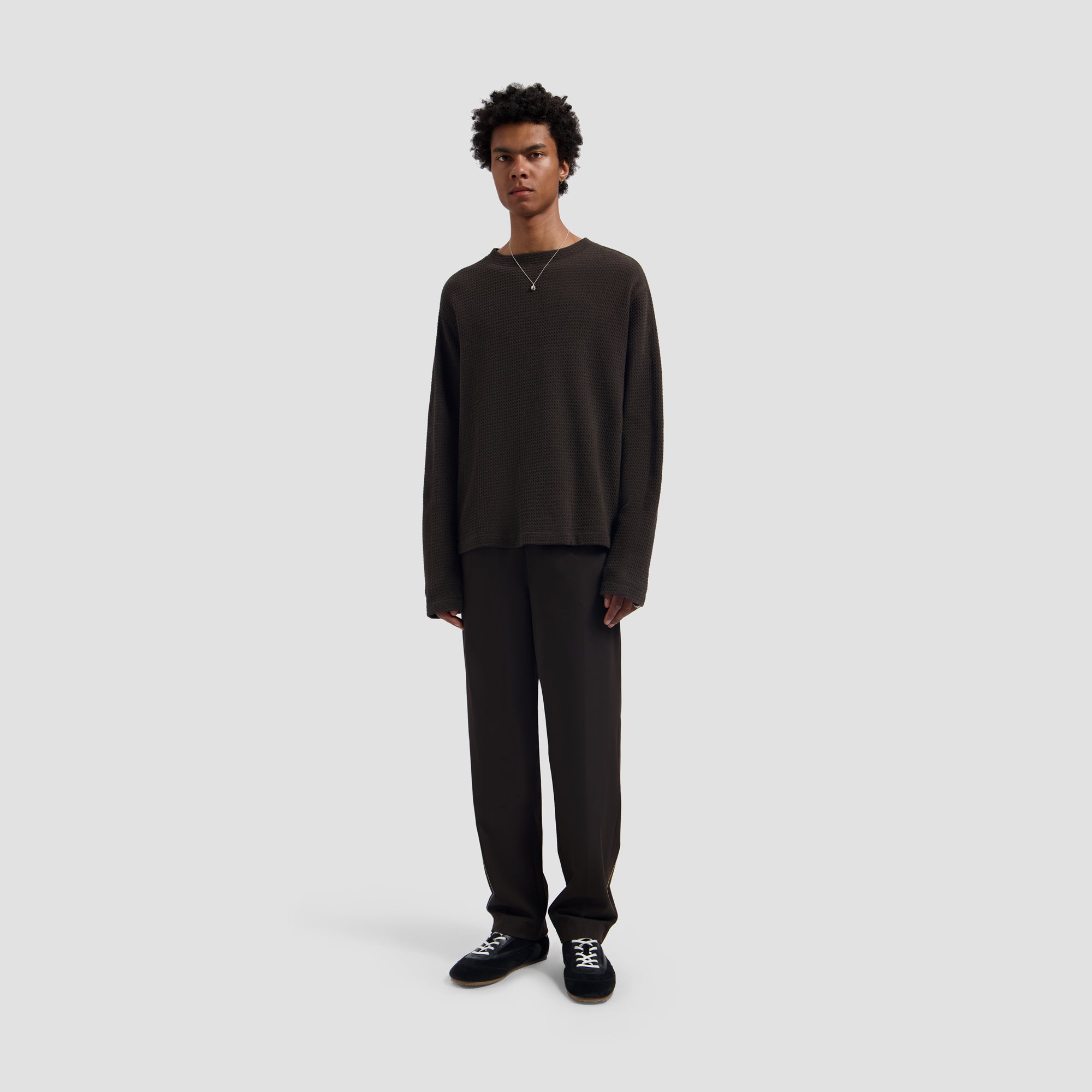 Waffle Crewneck- Chocolate Plum