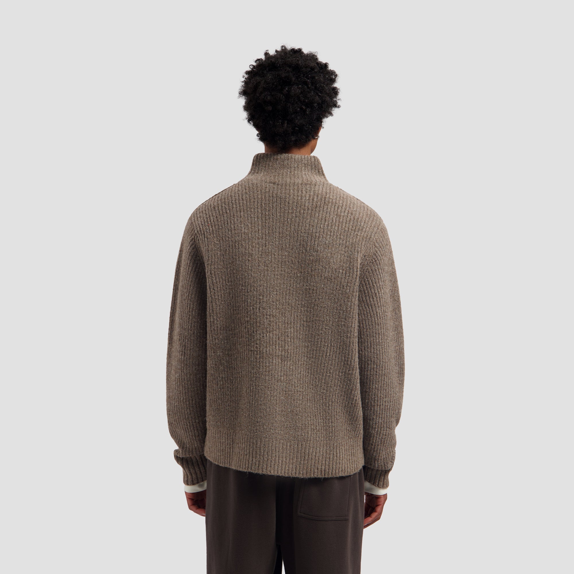 Signature Zip Knitted Mockneck - Chocolate Chip