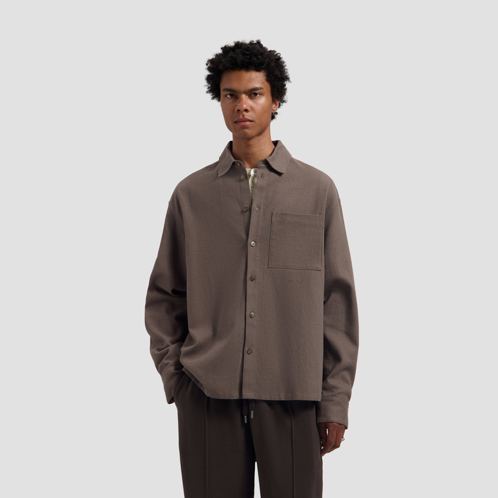 Textured Boxy Shirt - Chocolate Chip