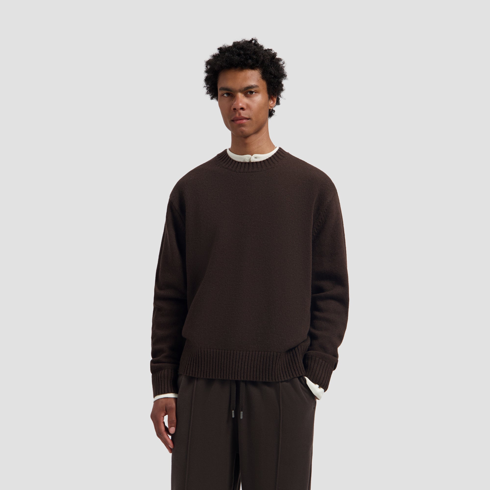 Essential Knitted Crewneck - Chocolate Plum