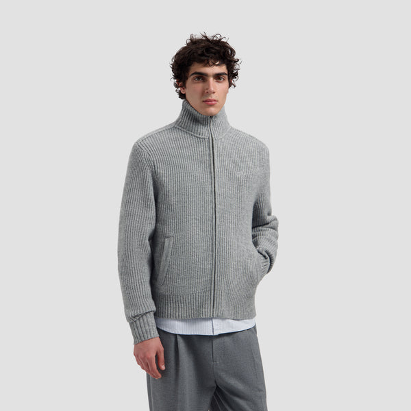 Signature Zip Knitted Mockneck - Sharkskin