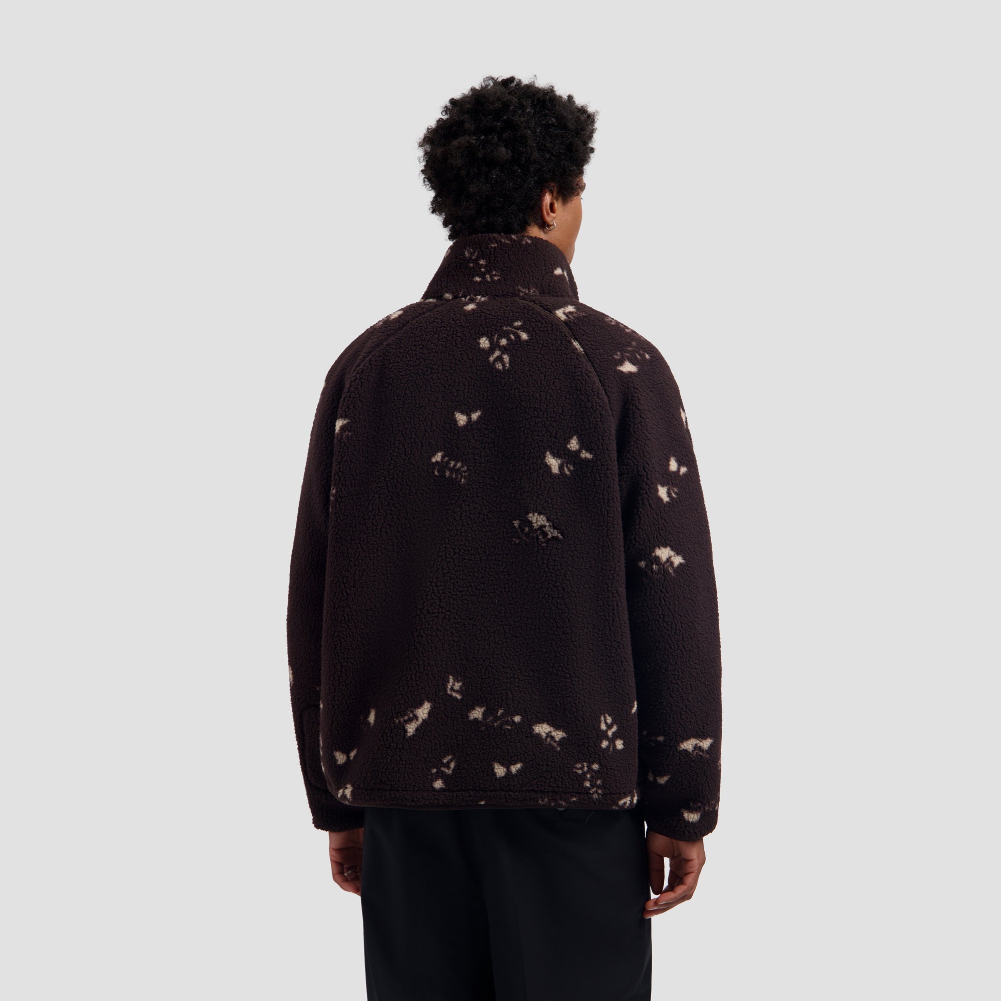 Flower AOP Fleece Jacket - Chocolate Plum