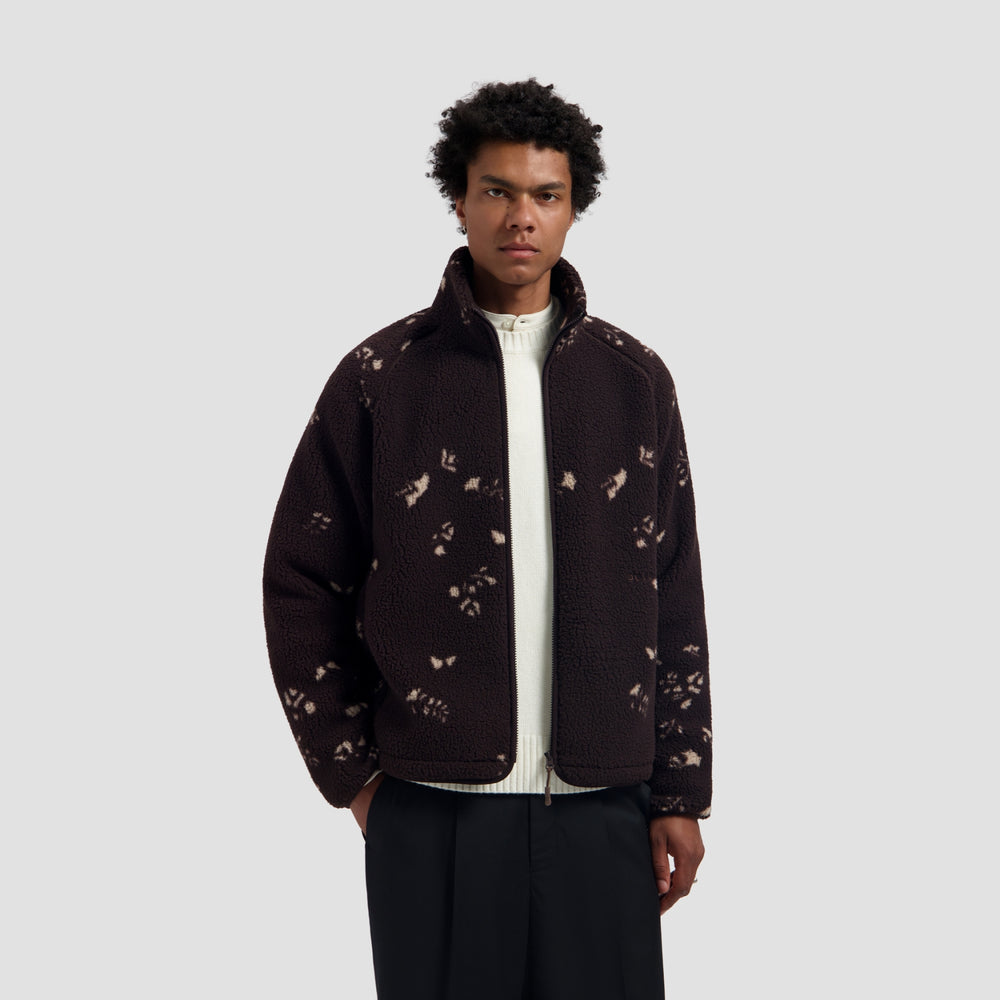 FLOWER AOP FLEECE JACKET | CHOCOLATE PLUM