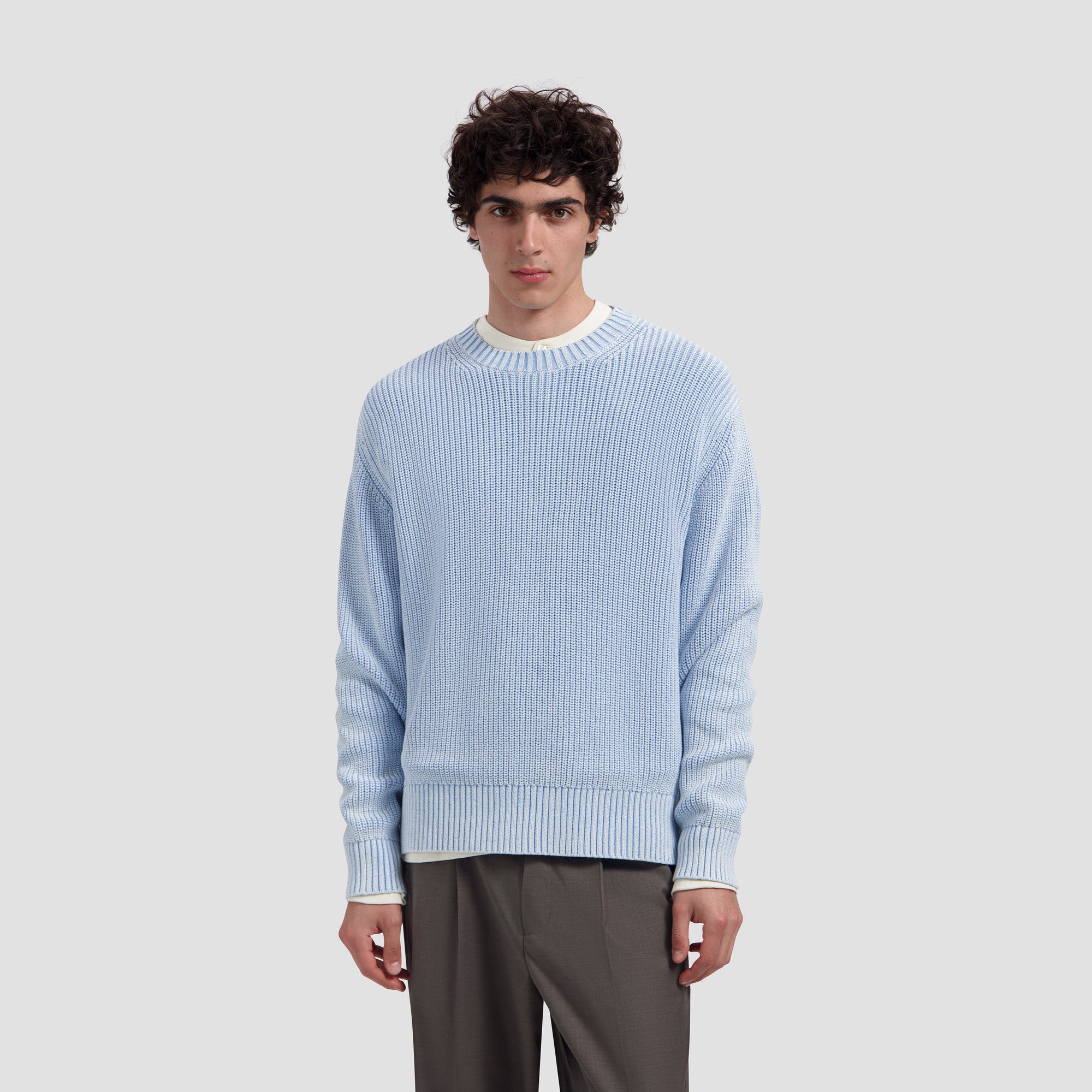 Washed Knitted Essential Crew Neck - Windsurfer