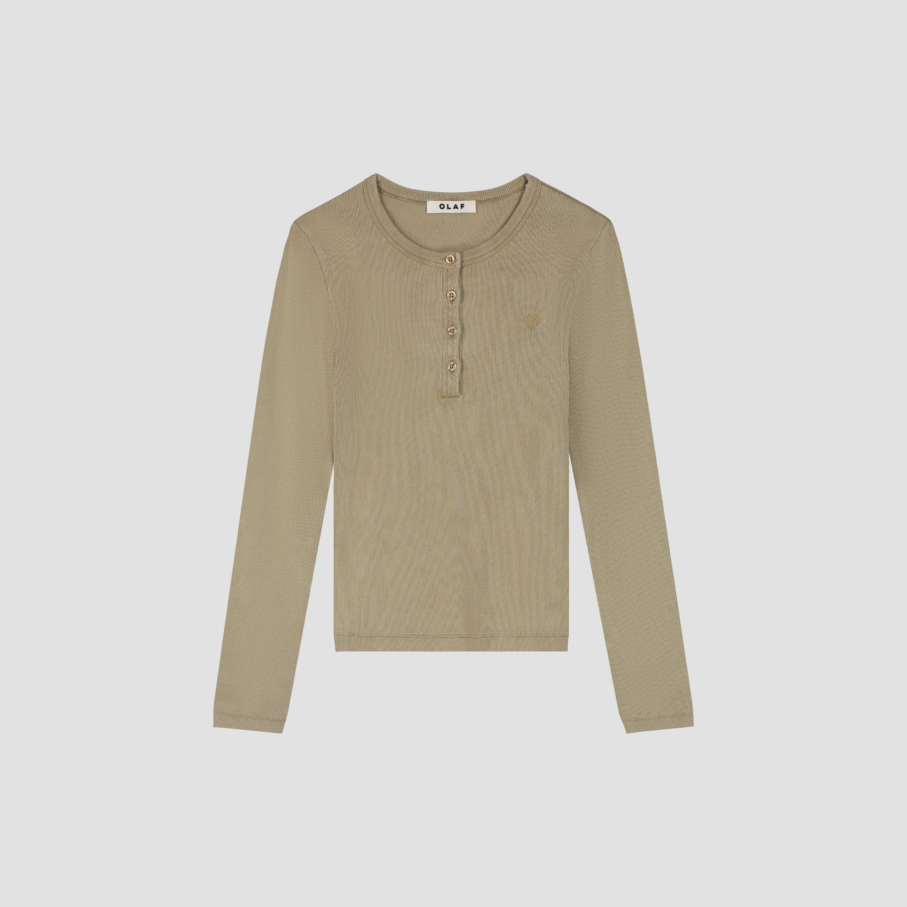 Monogram Washed Henley Top - Treehouse