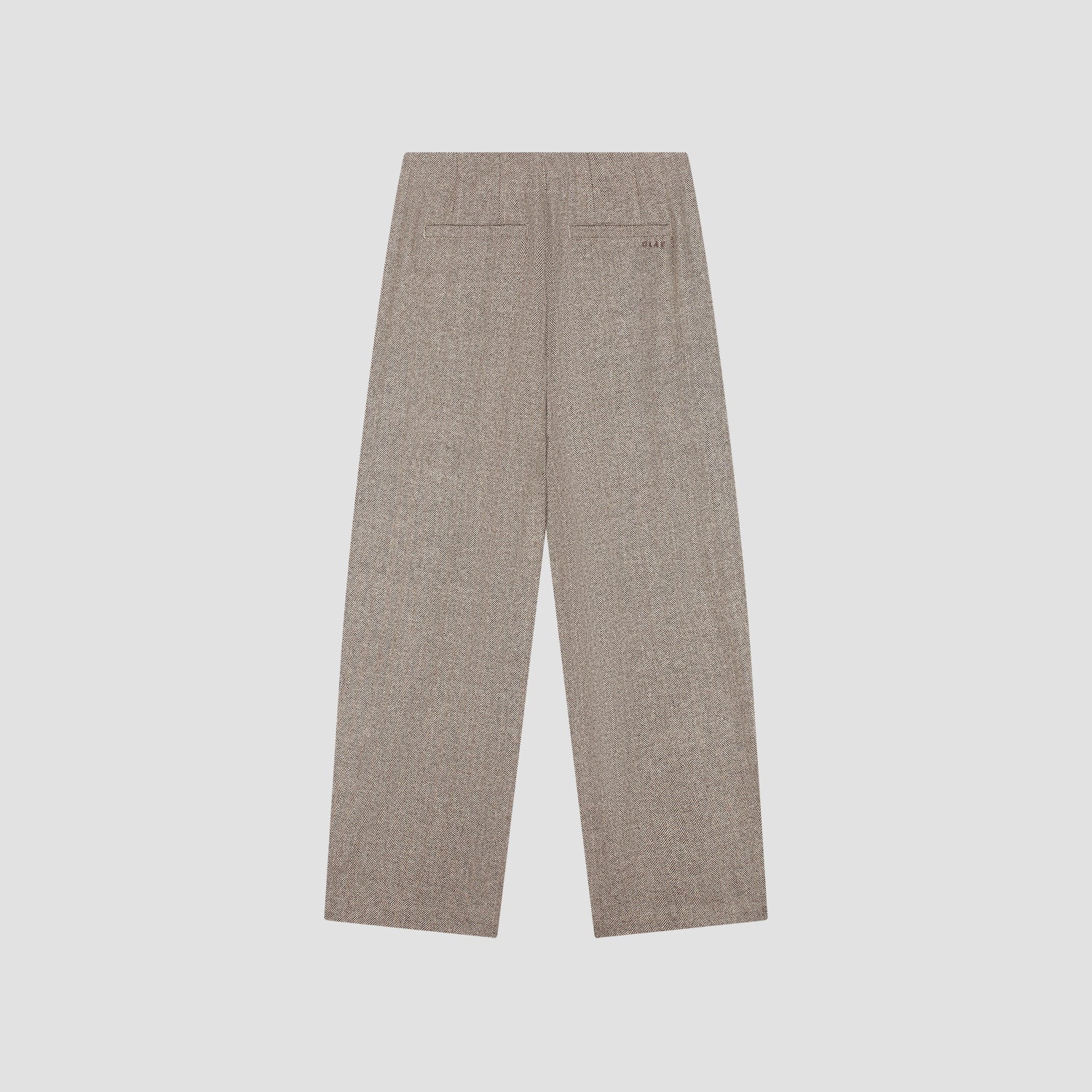Wool Herringbone Barrel Leg Pant - Chocolate Chip