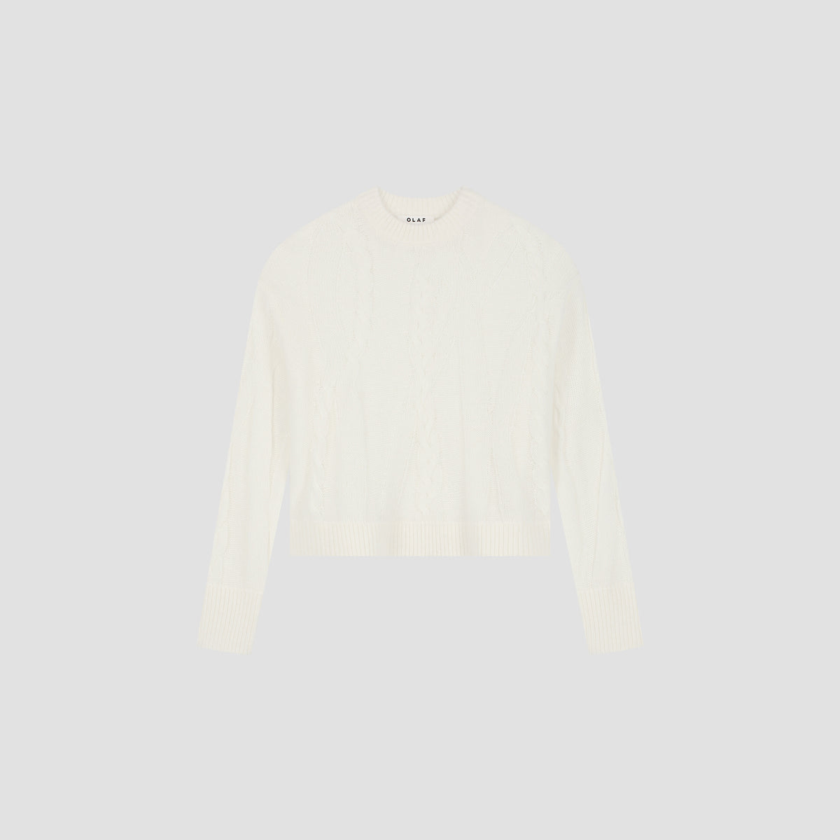 CABLE KNITTED CREWNECK | OFF WHITE / MULCH