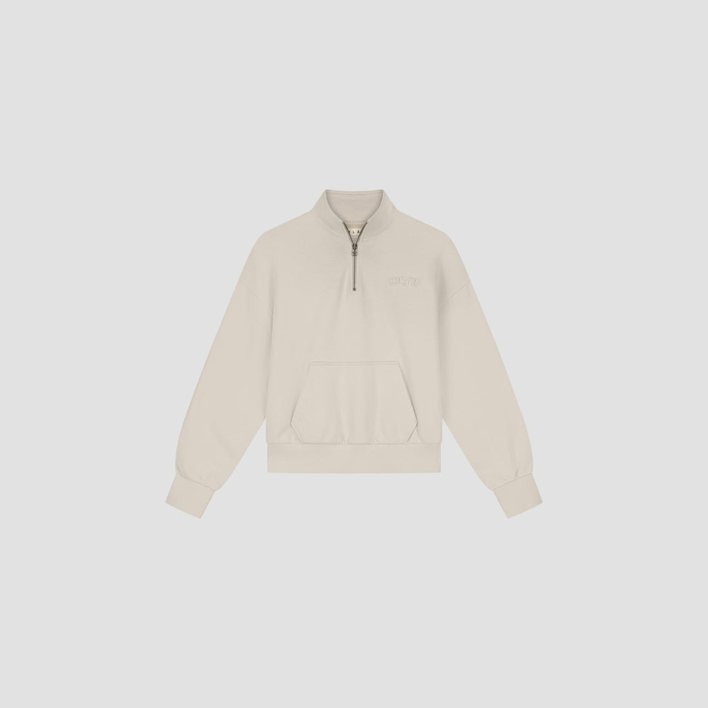 RETRO LOGO HALF ZIP SWEAT | CEMENT