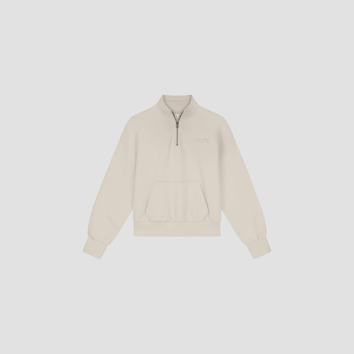 RETRO LOGO HALF ZIP SWEAT | CEMENT